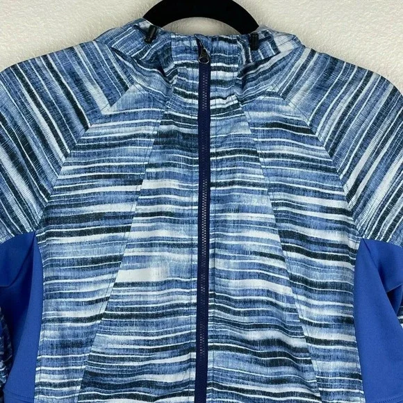 Marmot Jacket Women's Sz M Muse Track Hooded Full Zip Athletic Striped Blue - Picture 5 of 12